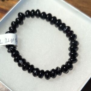 Natural Gemstone Black Agate Stretch Bracelet